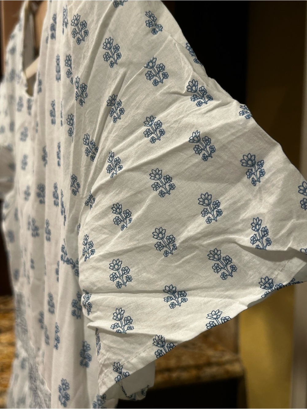 eShakti Cotton Dress NWOT blue Indian floral block print maxi voile-lined 16w - Picture 7 of 16